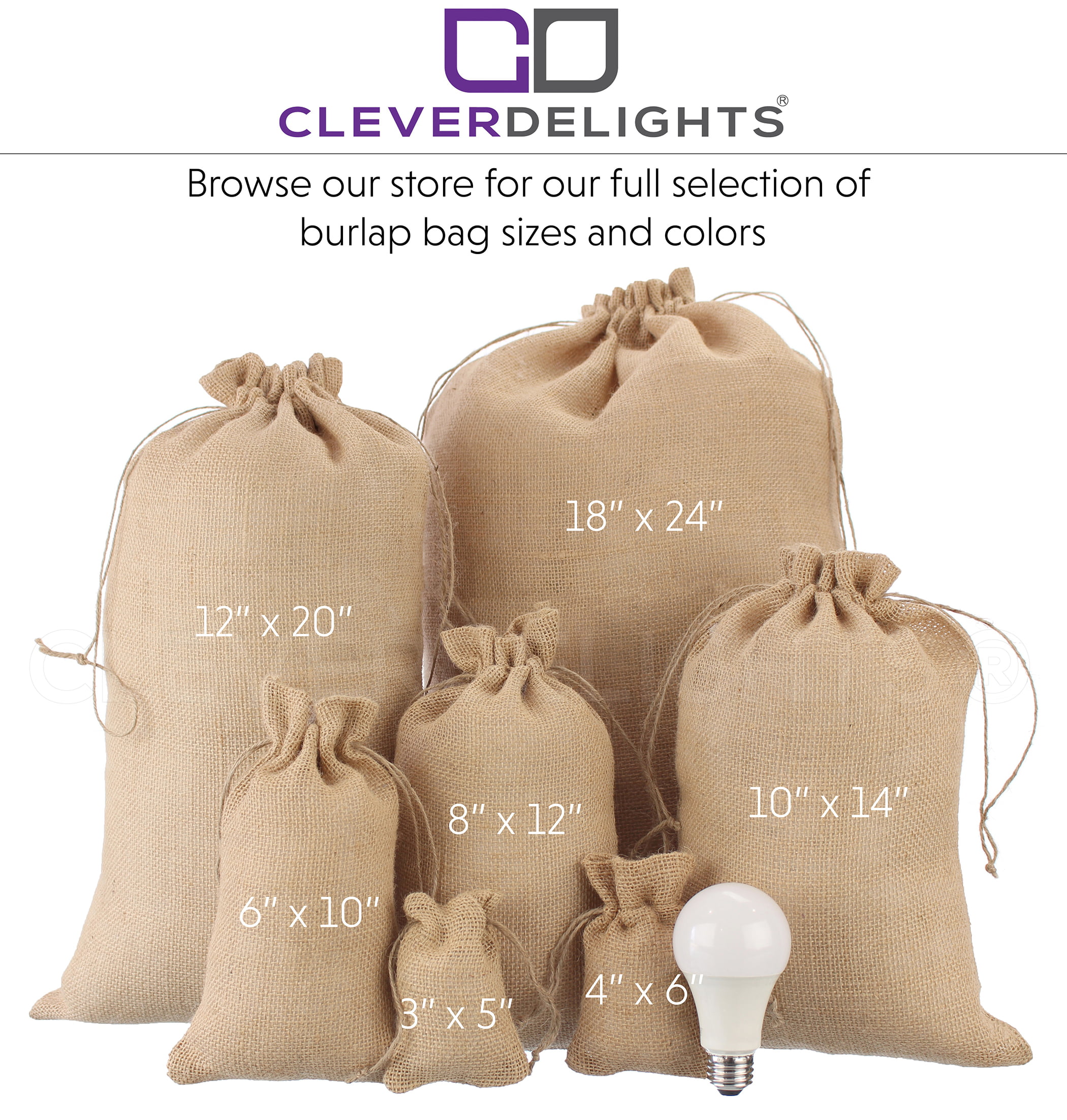 14" x 26" Natural Burlap Bags with Jute Drawstring Party Decor 2 Pack 