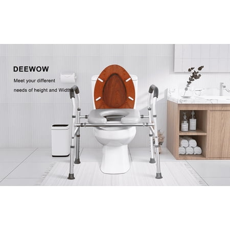 Raised Toilet Seat with Handles 400lbs, Toilet Seat Riser for Seniors with Adjustable Height, Raised Toilet Seat for Elderly, Pregnant and Handicap, Fit Any Toilet