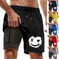 thumbnail image 2 of FUZHIQ Swim Shorts Men 7 Retro Athletic Solid Color Quick Dry Swimming Swimsuit Beach Shorts with Liner Big and Tall Anti-Chafe Summer Swimwear,XXL, 2 of 4