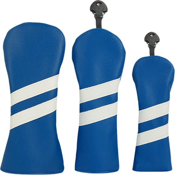 3Pcs PU1eatherGolfs Club Head Cover Stripe Pattern Putter Cover Fairway Wood Headcover Hybrids Cover Golfs Accessory