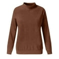 thumbnail image 4 of VISALY Pullover Sweatshirt for Womens Oversized Sweatshirt Fleece Turtleneck Sweatshirt with Pocket Long Sleeve Shirts Plus Size Pullover Cute Tunic Tops Hoodless Sweatshirt Brown Xxl, 4 of 6