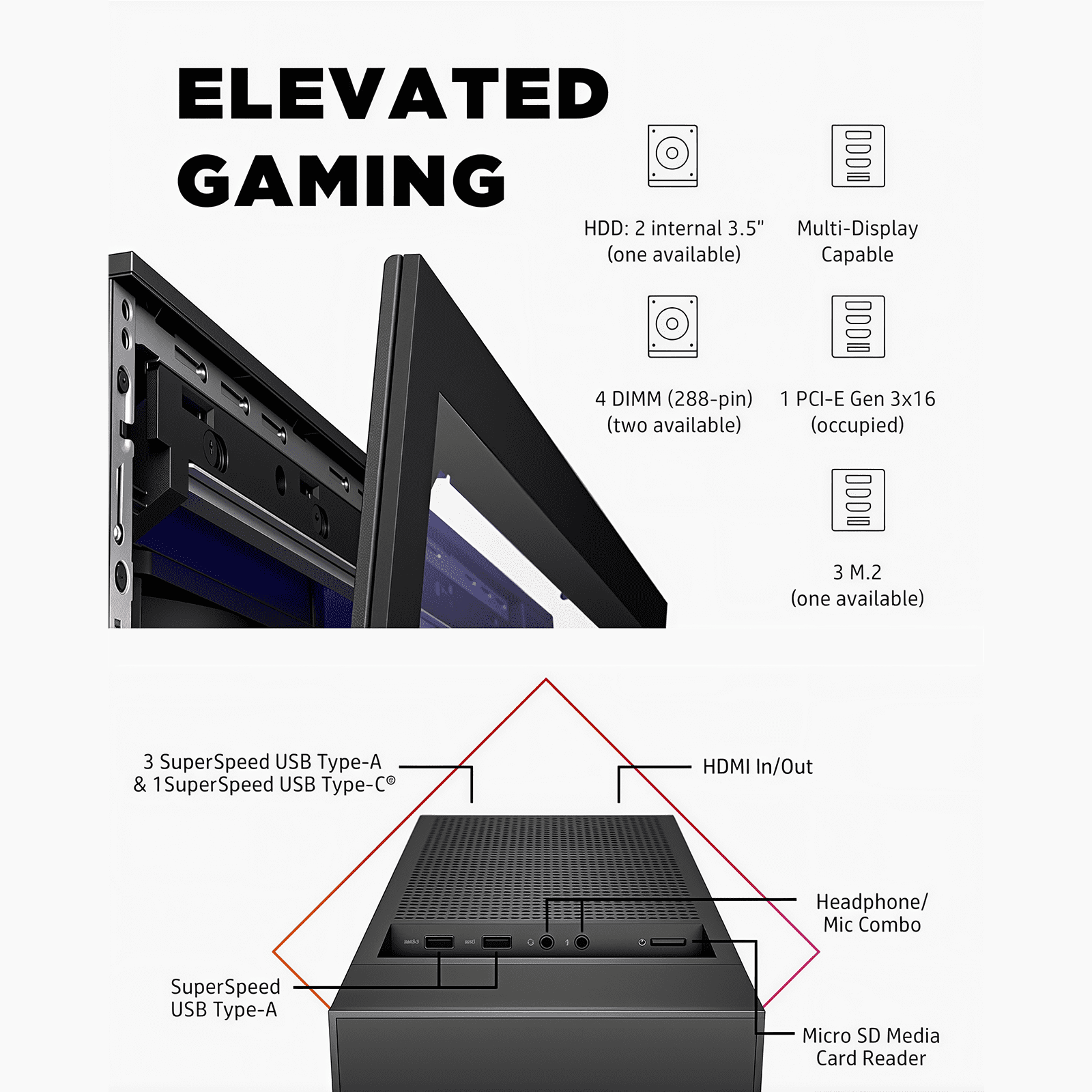 High-Performance Gaming PC Desktop –Intel Core i7-6800K, AMD Radeon RX580 8GB, 16GB RAM, 512GB SSD + 1TB HDD, Wi-Fi 6, BT5.4, Win11, RGB Gaming Tower
