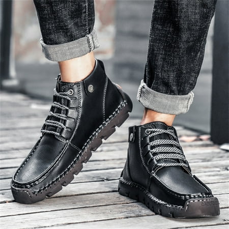 

jjayotai Shoes for Men Men S Casual Shoes High-Top Leather Shoes Trendy Large Size Men S Boots Breathable Driving Men S Shoes Trend Flash Picks