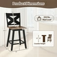 thumbnail image 3 of Gymax 24'' Swivel Barstools Set of 4 w/Backrest Large Seat Footrest for Kitchen Island Black & Walnut, 3 of 8