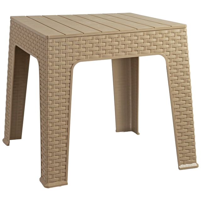 Sunnydaze Table d'Appoint Carré de Patio Extérieur en Polypropylène de 17,75 Po - Beige