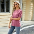 thumbnail image 6 of Zoeecloth Womens Cotton T-Shirts Tops Summer Casual Fitted T Shirt S-XXL Half Sleeve Tunic Tee Shirts Blouse with Buttons, 6 of 8