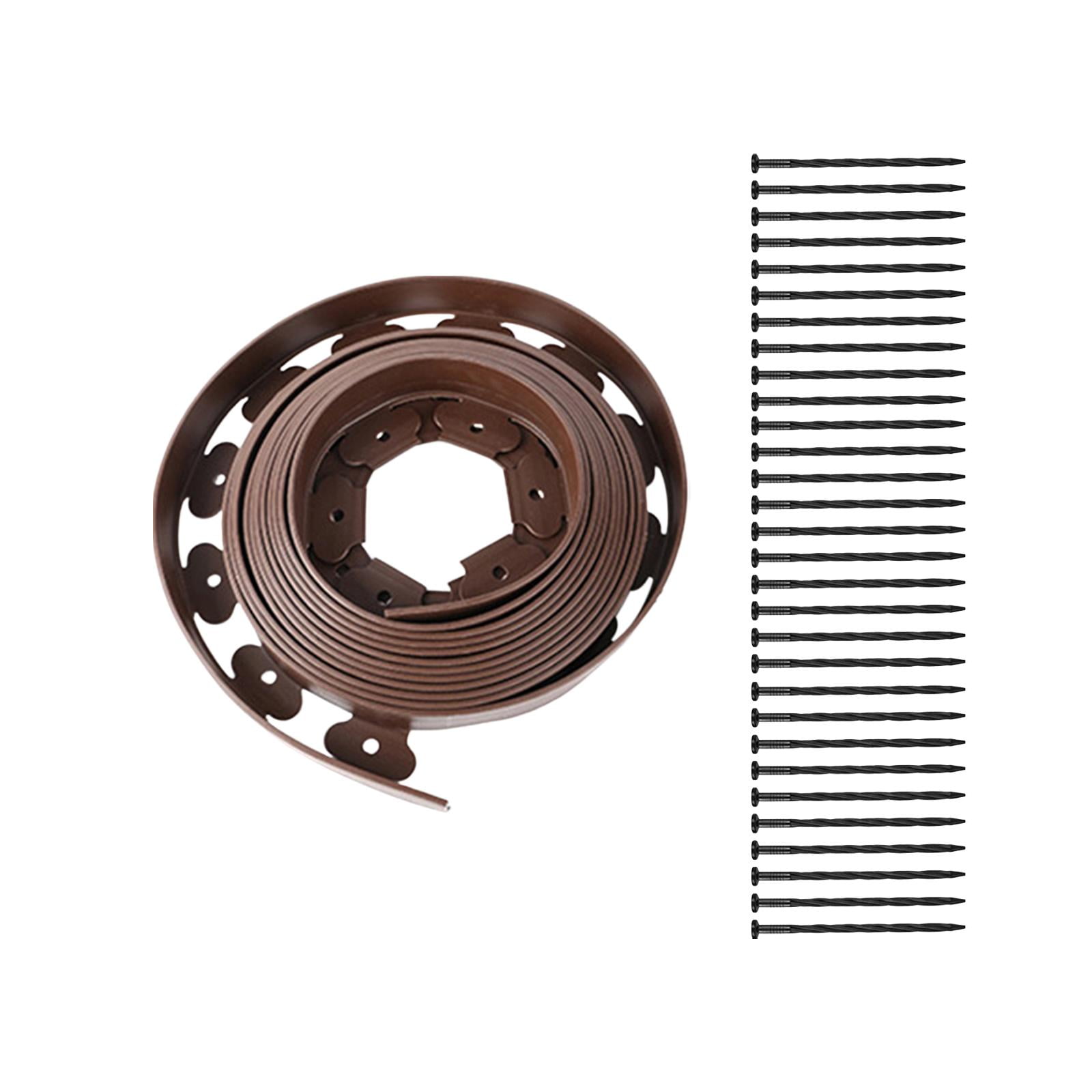 Garden Landscape Edging Borders, Landscaping Edging, Lawn Border with Spikes Garden Edging Coil, Garden Edging Border, for Outdoor Lawn 10cm Brown
