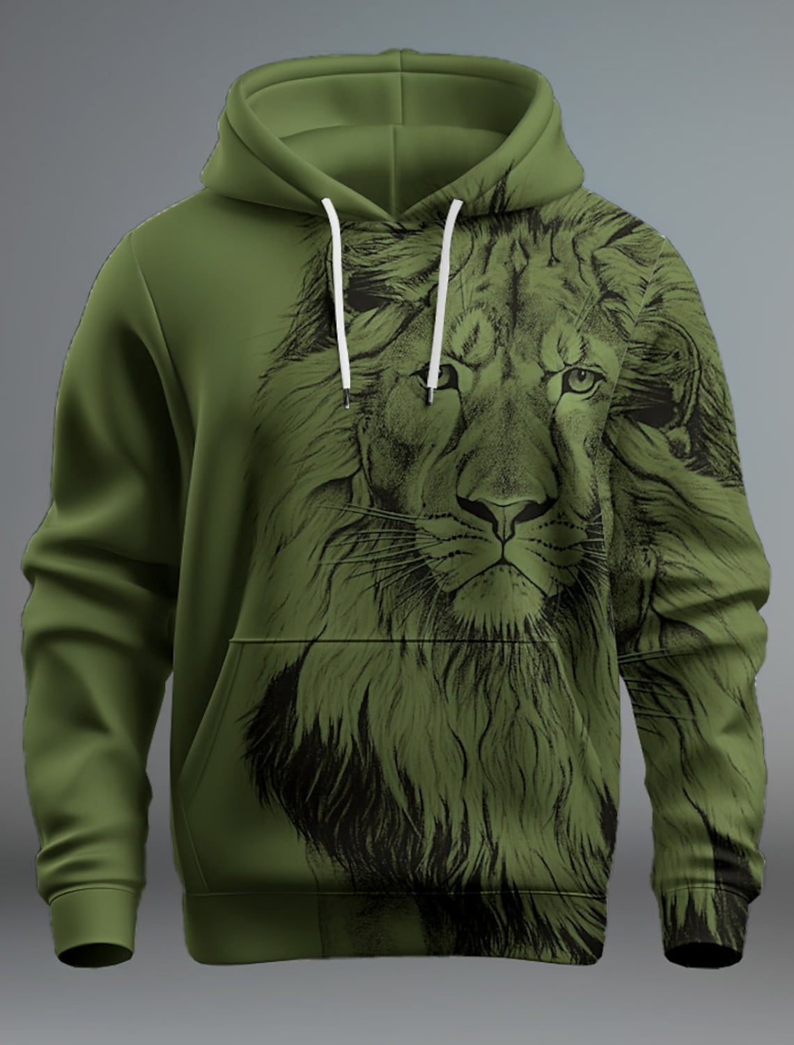 Men's 3D Graphic Brown Lion Hoodie - Long Sleeve Pullover (S-2XL)