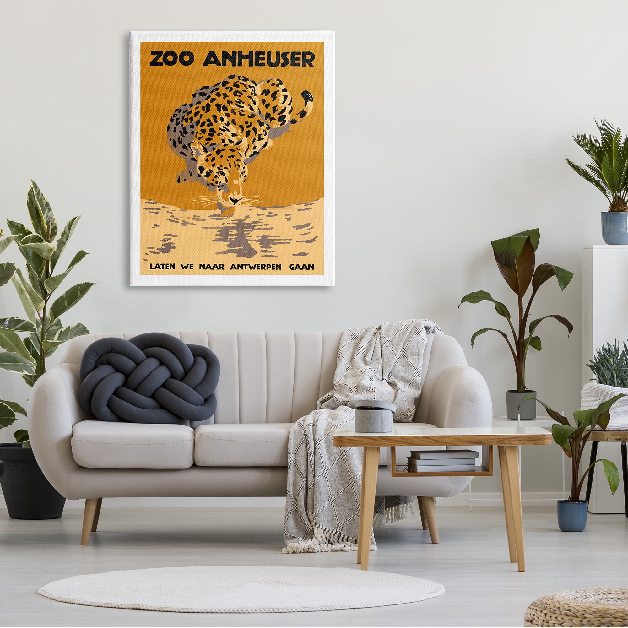 Stupell Industries Vintage European Zoo Advertisement Orange Panther Spotted Feline, 36 x 48,Design by Jacob Green