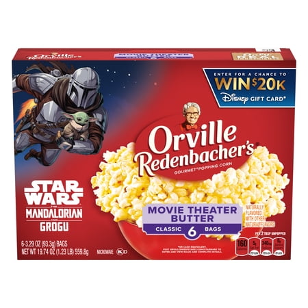 Orville Redenbacher’s Microwave Popcorn, Movie Theater Butter Flavor, 3.29 oz., 6-Count