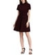 thumbnail image 5 of Vestido mini de mujer Inspire Chic con ajuste y vuelo, cuello, bolsillos y cintura elástica en fucsia, 5 of 8