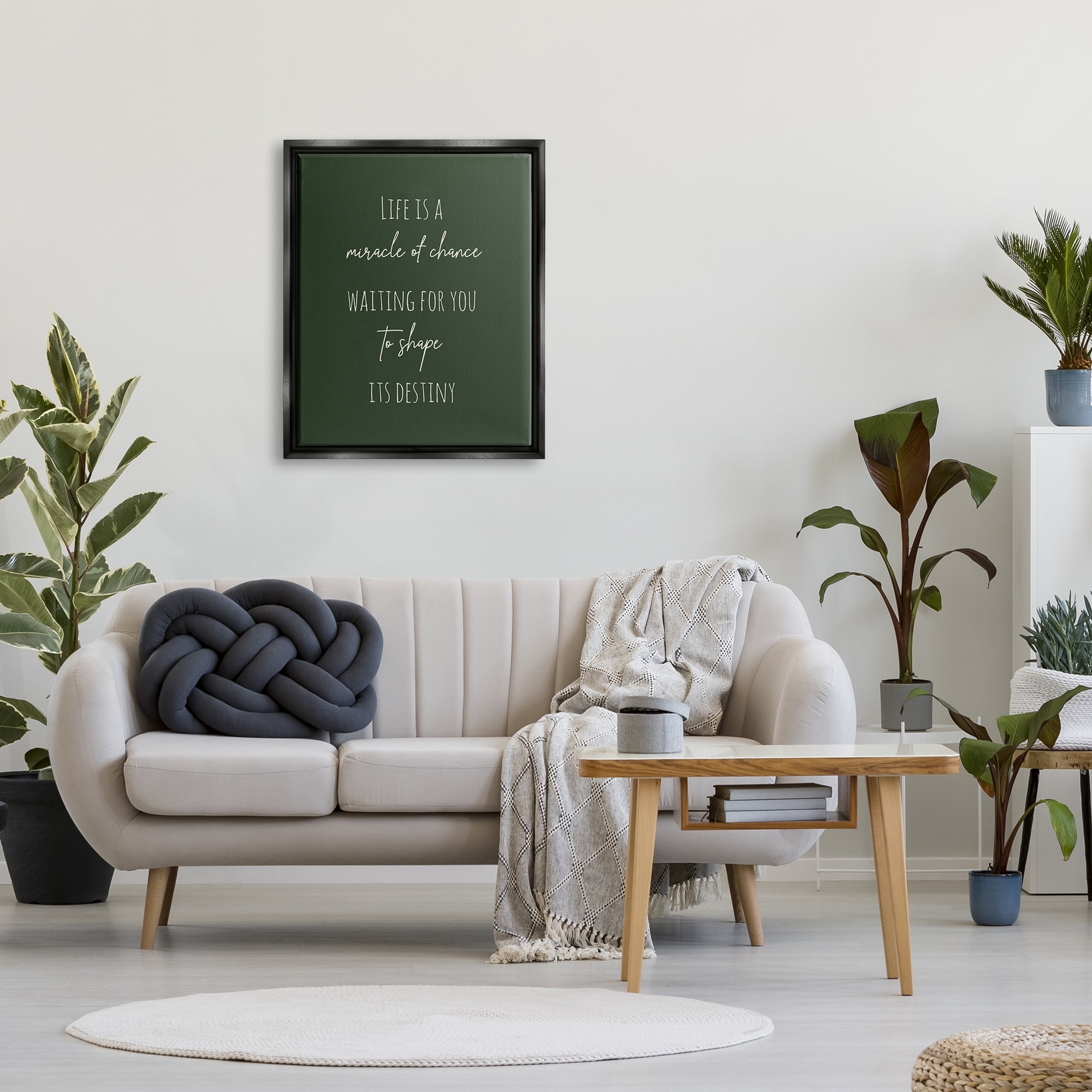 Stupell Industries Shape Life's Destiny Phrase Inspirational Painting Black Floater Framed Canvas Art Print Wall Art, 25 x 31