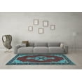 thumbnail image 3 of Ahgly Company Indoor Square Persian Light Blue Traditional Area Rugs, 8' Square, 3 of 4