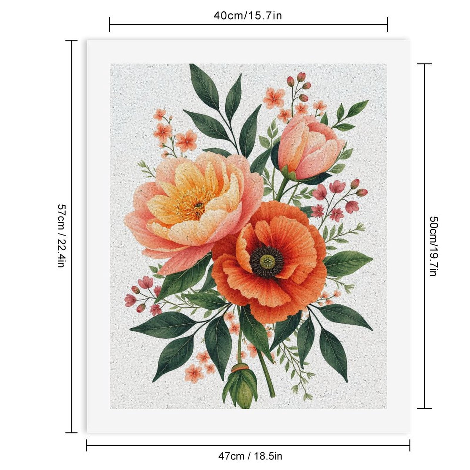 Paint By Numbers Kit for Adults Beginner - Orange Pink Floral Bouquet Art DIY Canvas Painting Kits for Adults, Frameless Paint By Number for Adults for Home Wall Decor 16x20 Inch