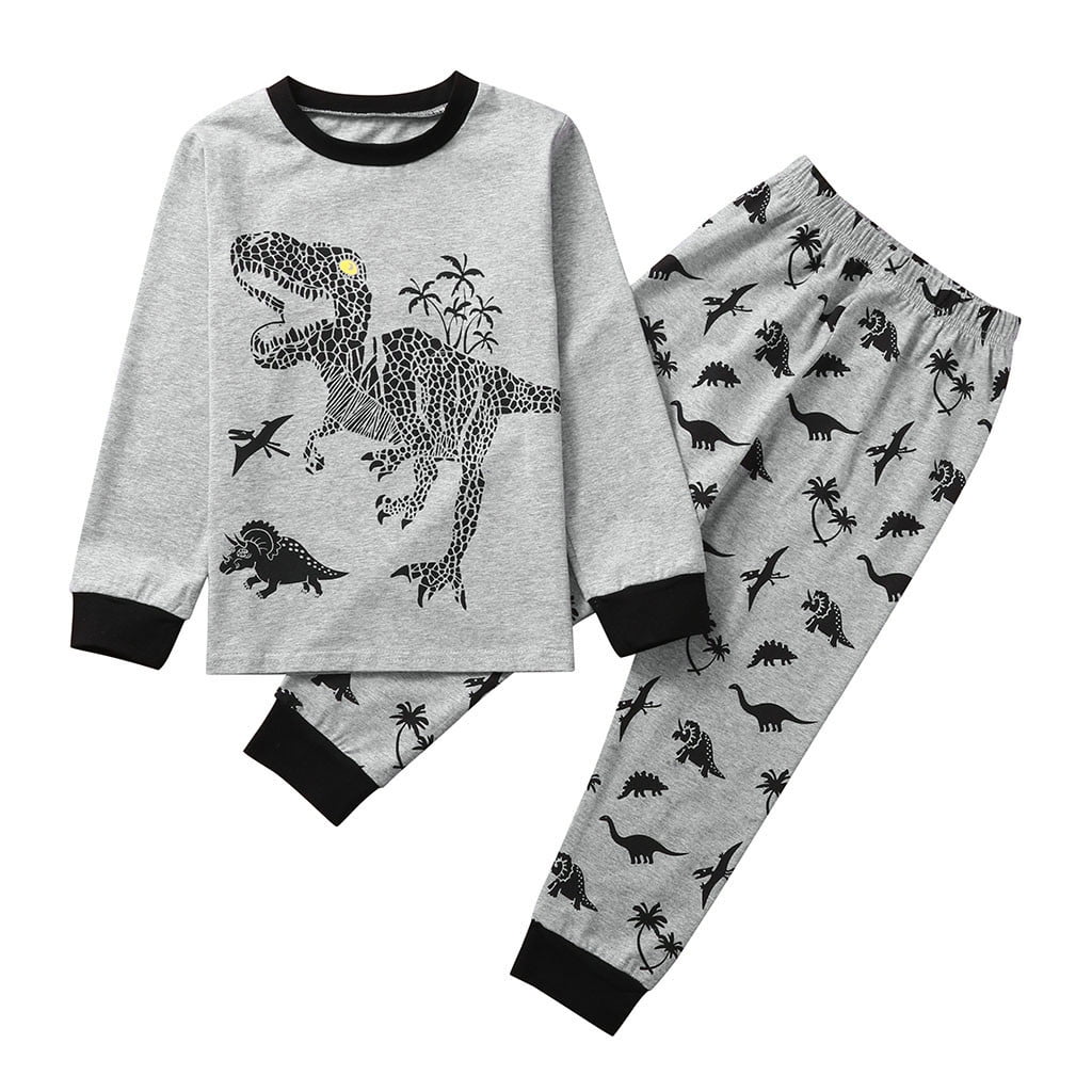 Toddler Baby Boy Dinosaur Long Sleeve Toddler Pajamas Clothes Set 