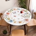 thumbnail image 5 of Spring Wildflower Elastic Fitted Round Table Cover Butterfly Plant Waterproof Outdoor Tablecloth for Holiday Party, Picnic, Patio & Dining Fits Tables Up to 36"-44", 5 of 8