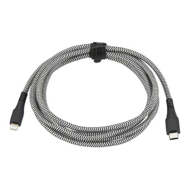 onn. 6' Braided USB-C to Lightning Cable, Black -