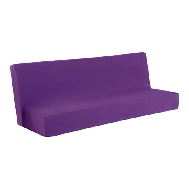 CHOK 2024 Home Textiles Sofa Bed Cover Solid Color Futon Armless Slipcover Polyester Elastic Fabric All Inclusive Cover Sofa Cover (Purple)