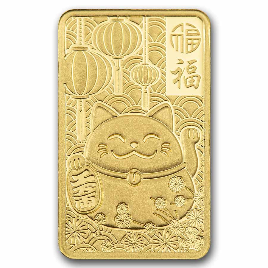 1 gram Gold Bar - PAMP Suisse Lucky Cat (In Assay w/ Sleeve)