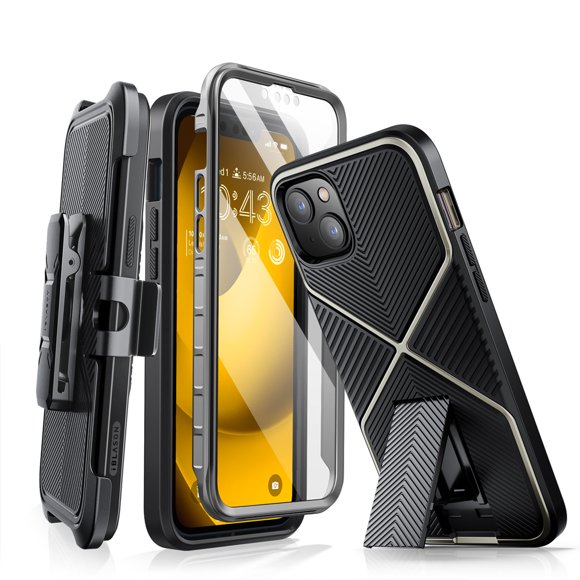 i-Blason Infinity Series Case for iPhone 14 Max 6.7 inch (2022 Release), Slim Full-Body Stylish Protective Case with Built-in Screen Protector(Black)