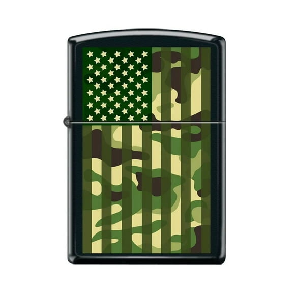 Zippo Lighter - Personalized Custom Message Engraved on Backside for Abstract USA Flag American US Patriotic (Camo Flag USA Z5282)