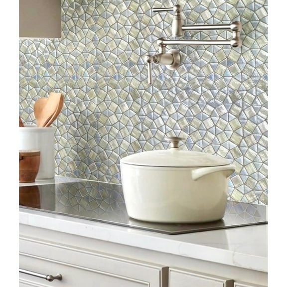 Apollo Tile 10 pack 10.8-in x 10.8-in Gray Kaleidoscope Glass Mosaic Floor and Wall Tile (8.10 Sq ft/case)