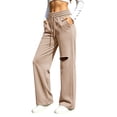 thumbnail image 5 of Ayolanni Wide Leg Sweatpants Women Lounge Khaki Baggy Sweatpants Streetwear Drawstring High Waist Pants with Pockets, 5 of 6
