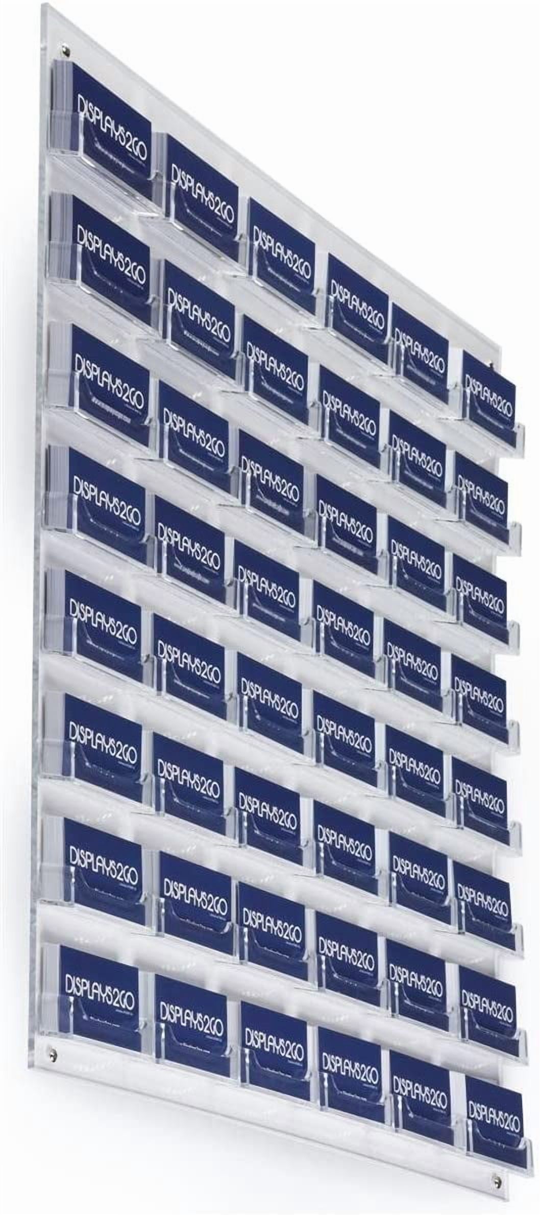 Business Card Holder, 48 Pockets, Wall Mount, 0.75-Inch Deep Pockets (Clear Acrylic) (BCCLWM48)