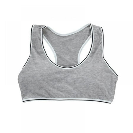 

Adolescent Girls Training Bra Kids Teenage Seamless Double Cotton Built-Up Stretch Sport Underwear for Puberty Girls 8-14Y