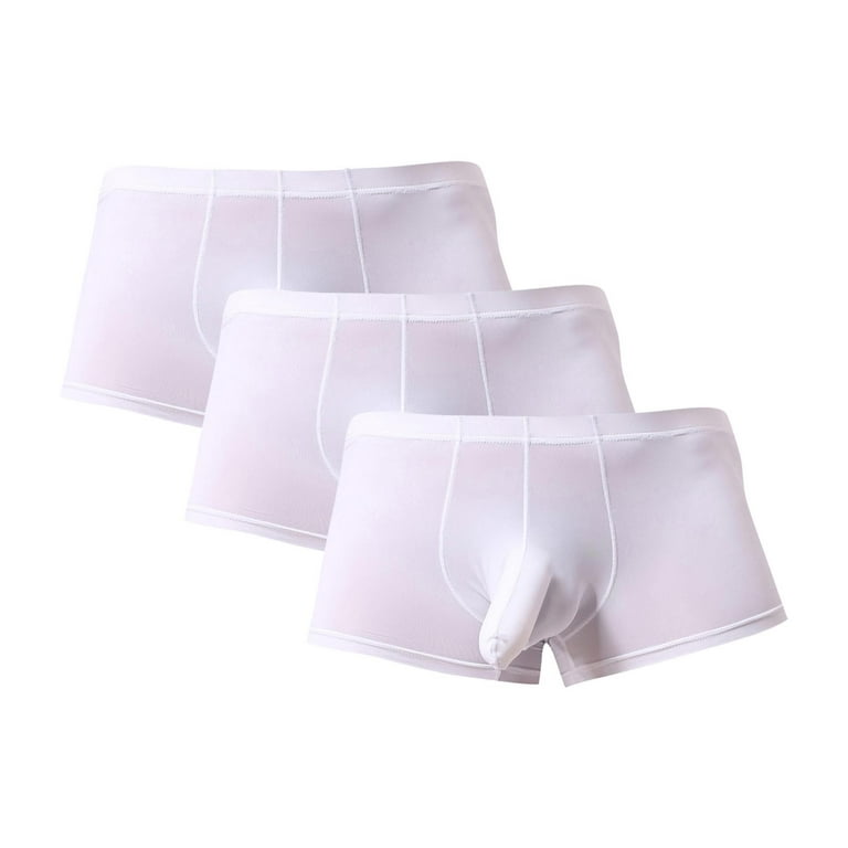 DORKASM Men's Underwear Boxer Briefs on Sale or Clearance 3 Pack Moisture  Wicking with Pouch Underwear Sexy Briefs L White 