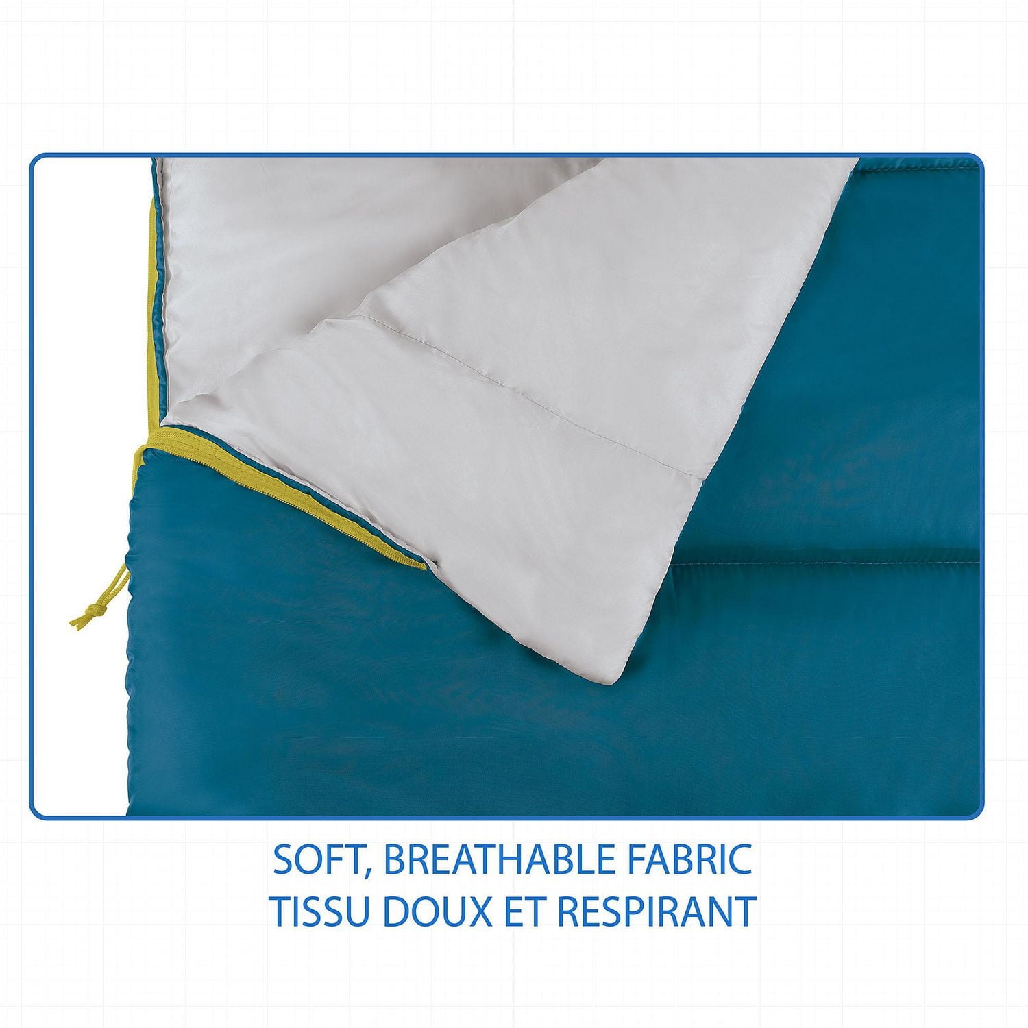 Ozark Trail 10C Sleeping Bag, 72"(L) x30" (W),Temp Rating +50℉/+10℃, Polyester Fabric, Blue, Sleeping Bag