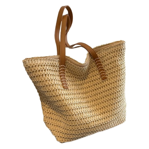 Stylish Oversized Straw Bag Lightweight Comfortable Shoulder Bag for Work Travel