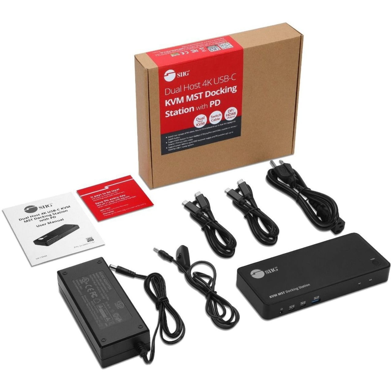 SIIG Dual Host USB-C KVM MST Docking Station - USB C Docking Station, Allows you to connect two laptops of Windows, Mac or Chromebook to up to dual 4K Displays with DisplayPort and HDMI, Dual Host,...