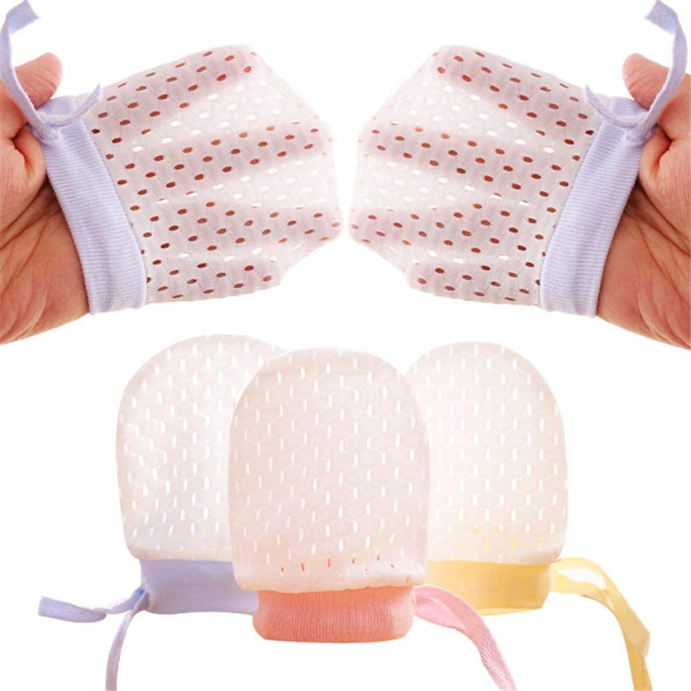 Kiddopark Pack of 6 Baby Mesh Gloves Cotton No Scratch Mittens for Unisex (3Colors/6-12Months)