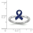 thumbnail image 5 of 925 Sterling Silver Stackable Expressions Blue Enameled Awareness Ribbon Ring Size: 7; for Adults and Teens; for Women and Men, 5 of 5