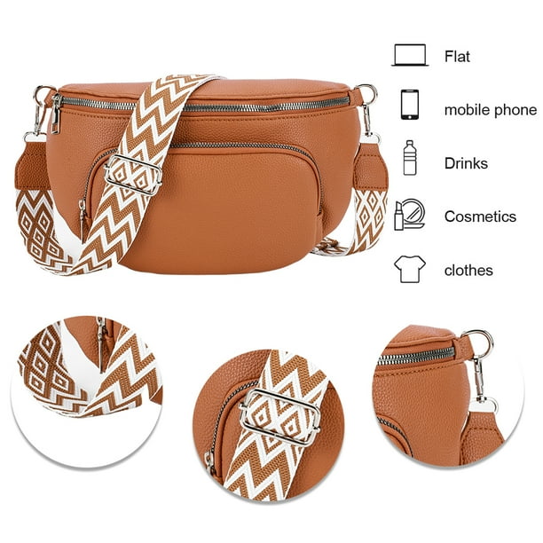 Fanny Pack Bolso Bandolera Riñonera Mujer PU Cuero Zip Sling Bag para Viajes