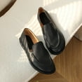 thumbnail image 1 of Mujeres mocasines de cuero genuino Trabajo de piel de vaca Flats sin resbalón zapatos para caminar casuales con tacones bajos zapatos redondos para trabajar, 1 of 6