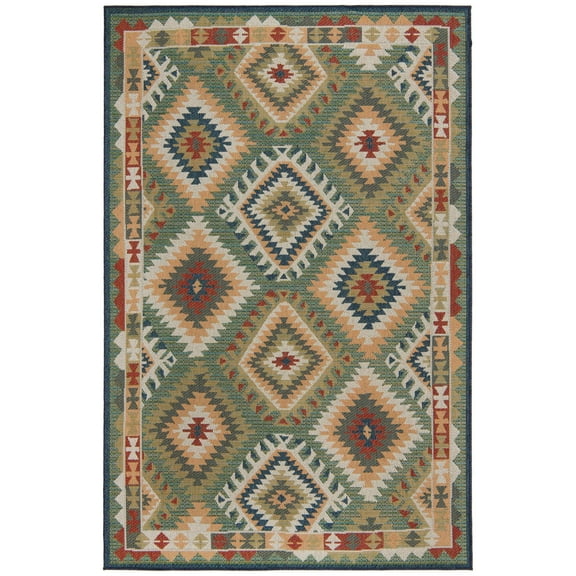 Rugs.com Baja Outdoor Collection Rug – 6' x 9' Green Medium Rug Perfect For Bedrooms, Dining Rooms, Living Rooms