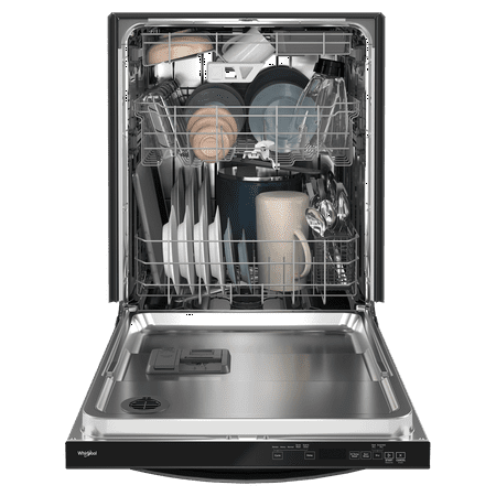 Whirlpool - 24" Top Control Built-In Dishwasher with Stainless Steel Tub, Large Capacity & 3rd Rack, 47 dBA - Black Stainless Steel
