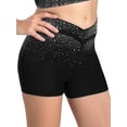 thumbnail image 3 of Zaldita Kids Girls Shiny Rhinestones Gymnastics Dance Shorts Vfront Stretch Figure Skating Training Bottoms Black 10, 3 of 5