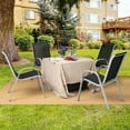 thumbnail image 3 of Spaco 4 Pieces Stackable Patio Dining Chairs Set with Armrest, Outdoor Chairs, Patio Furniture-Black, 3 of 14