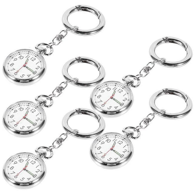 5pcs Practical Nurse Pocket Watches for Medical Professionals & Students – Portable Fob Clocks with Easy Clip Design for Convenient Timekeeping