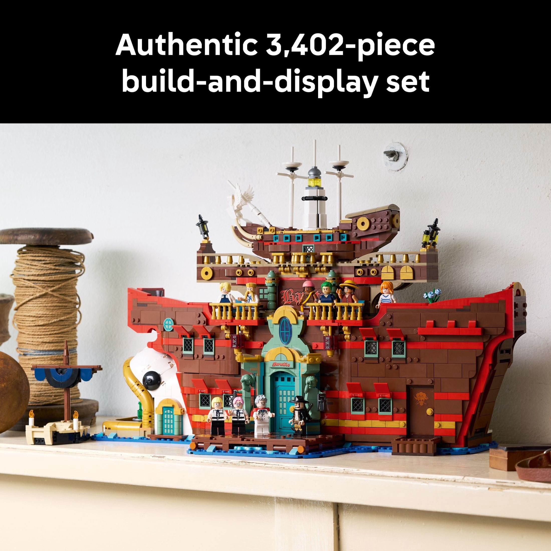 LEGO ONE PIECE The Baratie Floating Restaurant 3D Puzzle for Adults - Collectible Building Blocks for Anime Fans, 18+ - Arts and Crafts DIY Kit W/10 Minifigures - Gift Idea for Birthdays -  75640