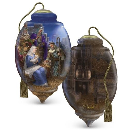 Ne'Qwa LE The Nativity Painted Glass Christmas Ornament 7161154 New
