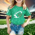 thumbnail image 2 of Fshinging Toddler Girls T Shirts Sequin Football Graphic Summer Tees Tops Glitter Print Short Sleeve Crew Neck Kids Clothes Size 6-7 Years, 2 of 4