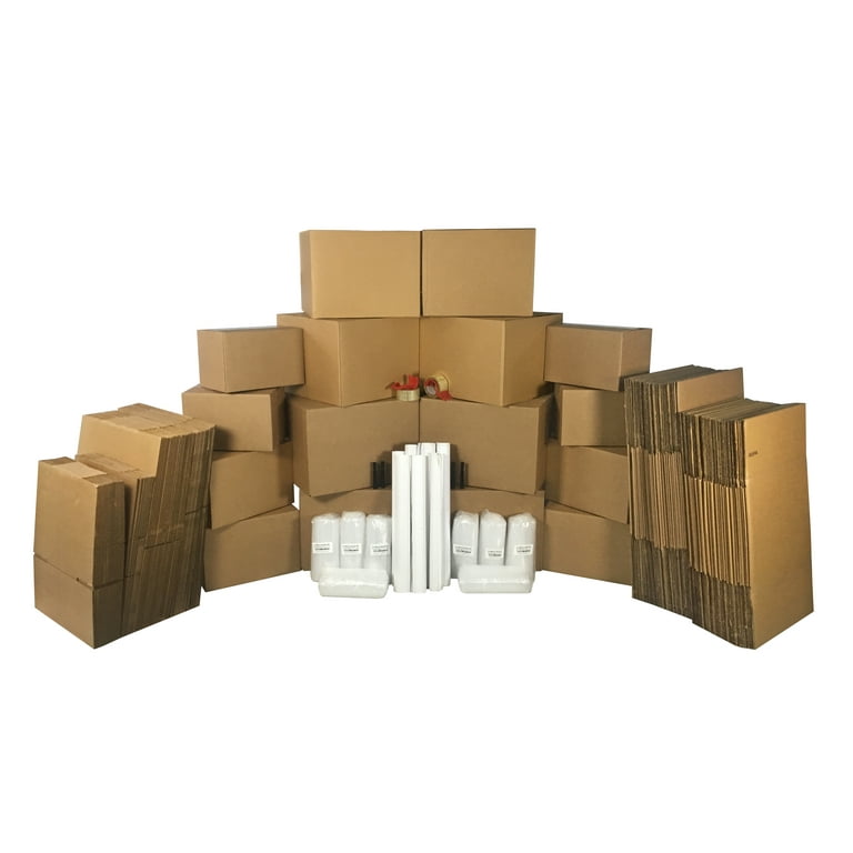 uBoxes 36 Moving Boxes, 2 Room Basic Moving Kit, Tape, Bubble