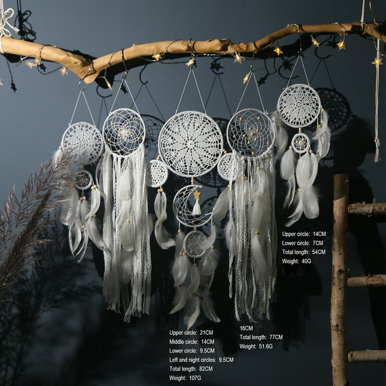 Dream Catchers for Bedroom Handmade Dream Maker Adult/Kids with Black White  Tassel Feathers ​for Home Wall Hippie Decor