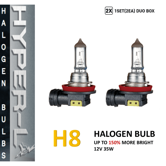 H8 Halogen 150% Super Bright Upgrade Headlight Bulb - Pack of 2