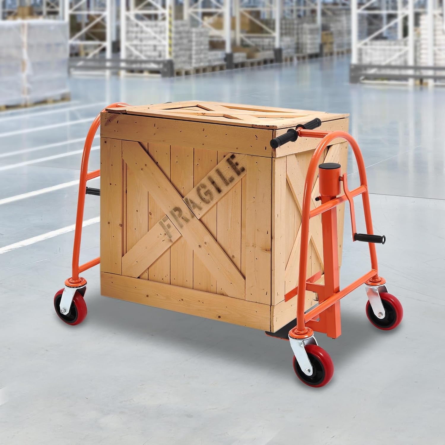 Manual Furniture Move Tool 11.8In Lift Height Moving Tool Set Furniture Crate Mover with Wheels 1300 LBS Furniture Handling Tool Height Adjustable Furniture Move Tool (Orange)
