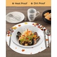 thumbnail image 3 of 13 Inch Round Placemats Set of 6, Thanksgiving Non Slip Heat Insulation PP Table Mats, Fall Maple Lea Farmhouse Autumn Washable Place Mats for Kitchen Dining Party Table Decor, 3 of 7